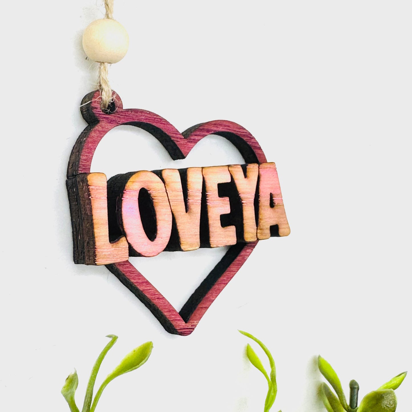 LoveYa Heart Layered Car Charm - Glowforge