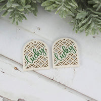Lucky Arch Earrings with Modern Diagonal Lattice Pattern - St. Patrick's Day Earrings - Glowforge
