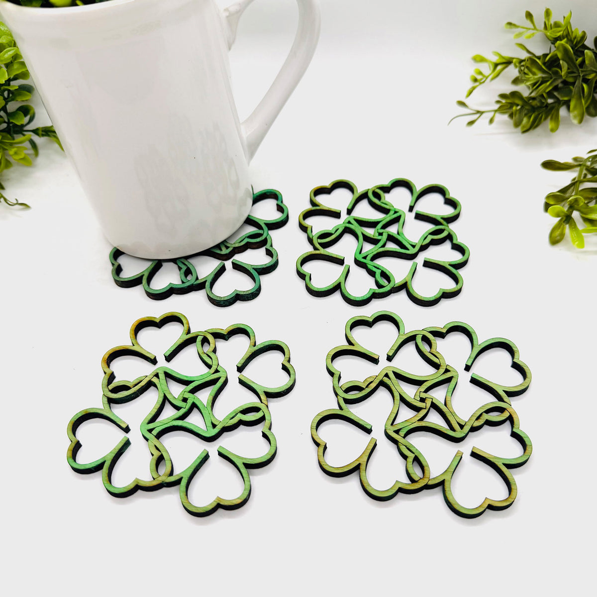 Lucky Shamrock Clover Table Protector Coasters (Set of 4) - Glowforge