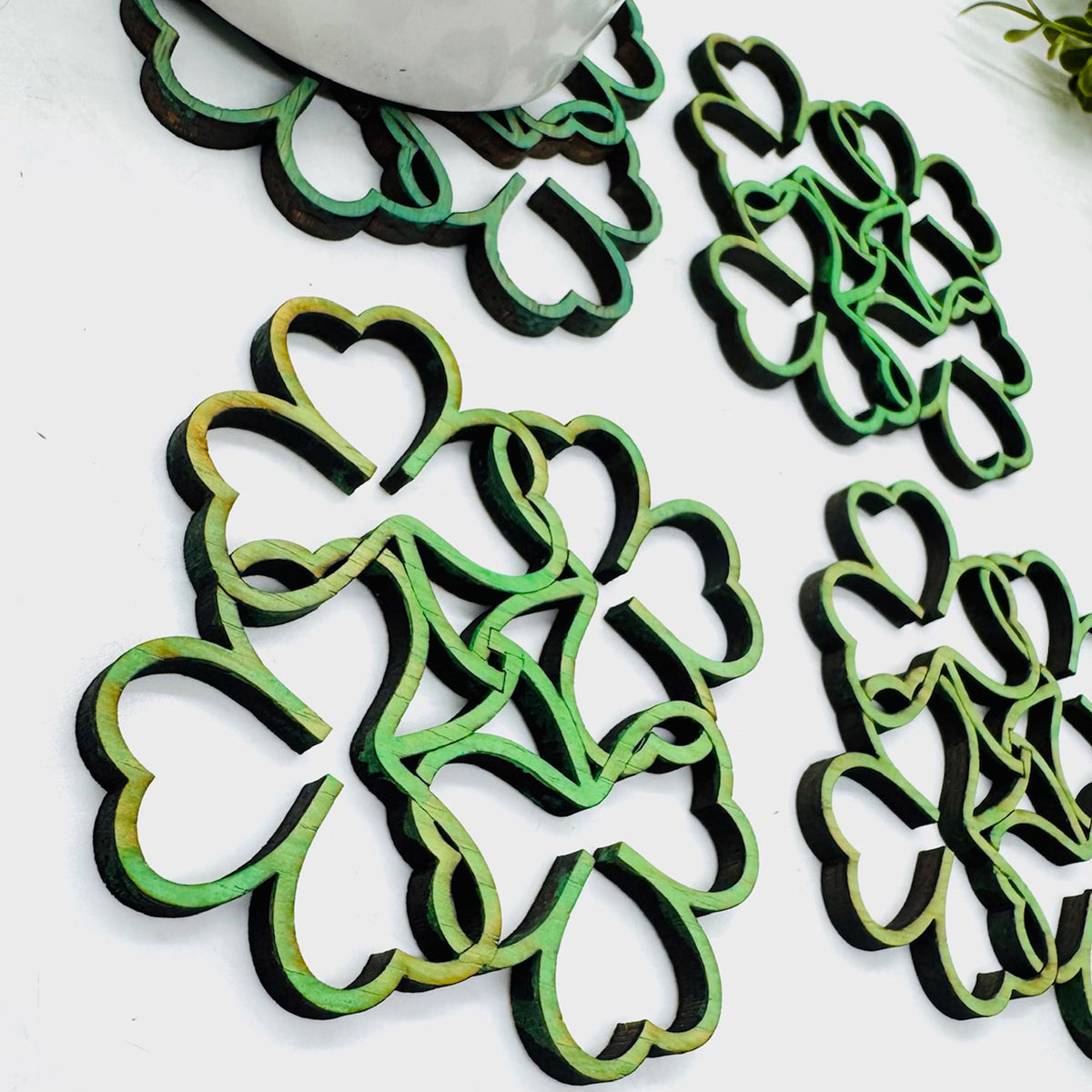 Lucky Shamrock Clover Table Protector Coasters (Set of 4) - Glowforge