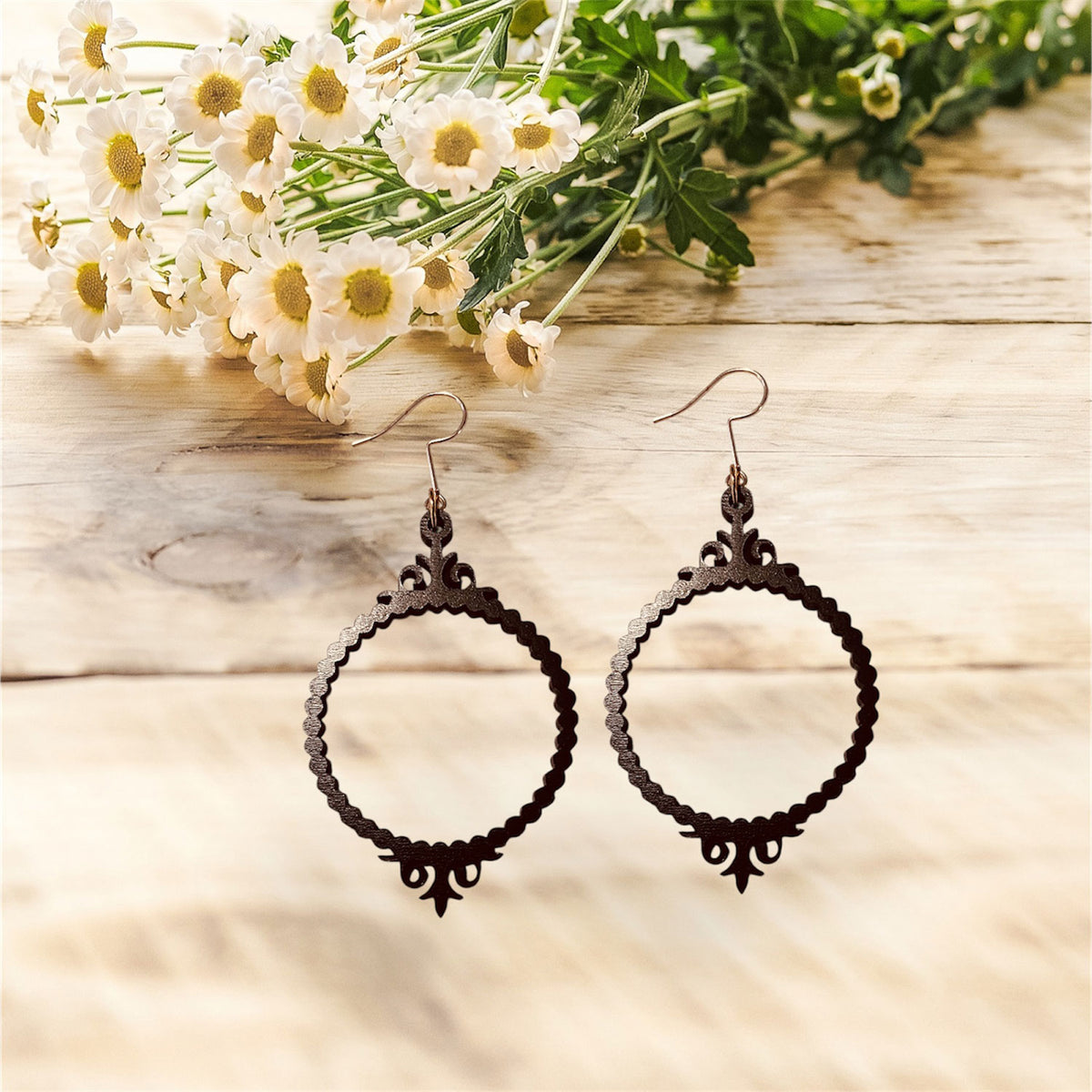 Macabre Spooky Picture Frame Halloween Earrings - Glowforge