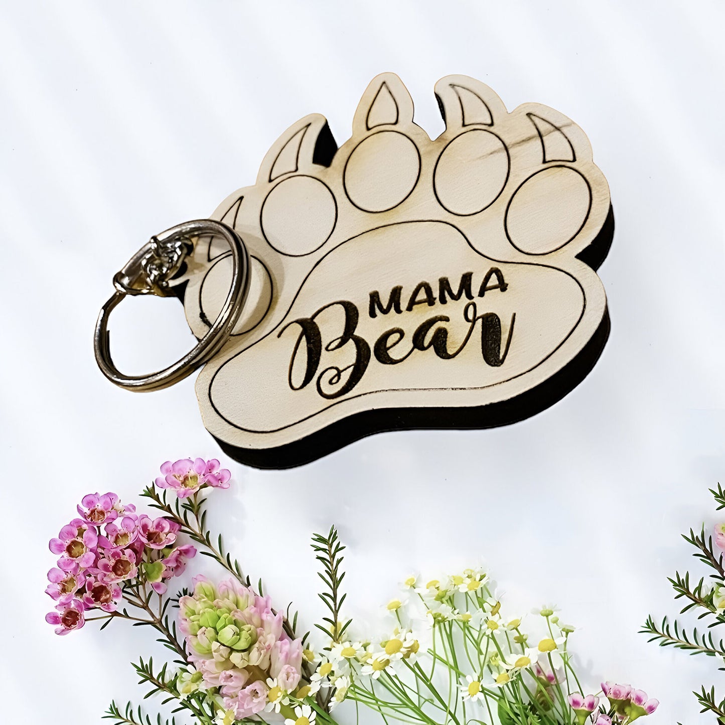 Mama Bear Paw Mother's Day Keychain