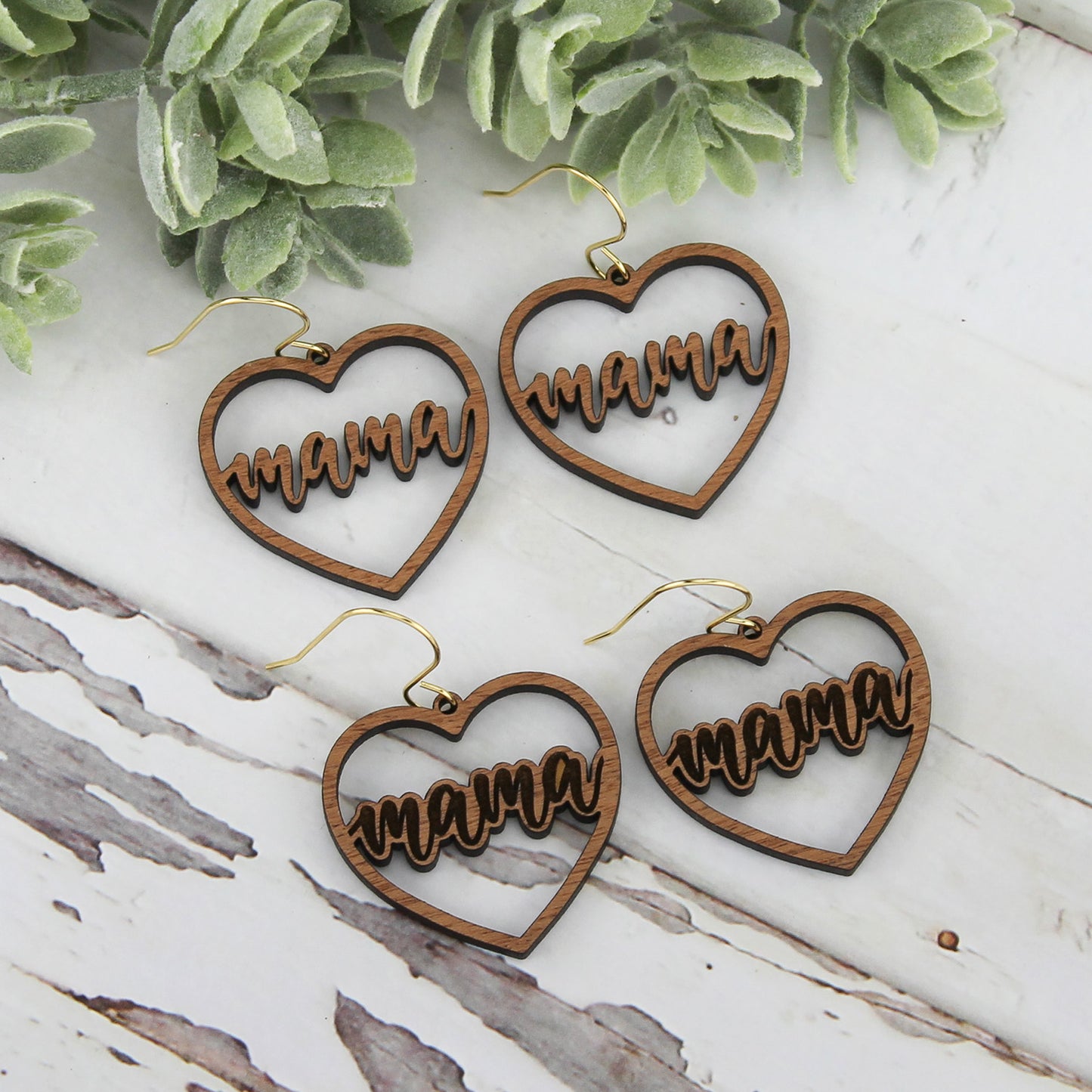 Mama Heart Earrings - Mother's Day Earrings (Set of 2)