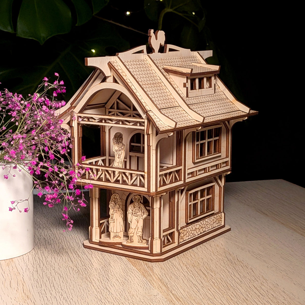 Medieval Town House - Miniature Building with Character Figures - Glowforge