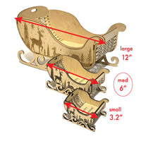 Medium Living Hinge Christmas Sleigh Gift Basket (Medium Proofgrade) - Glowforge