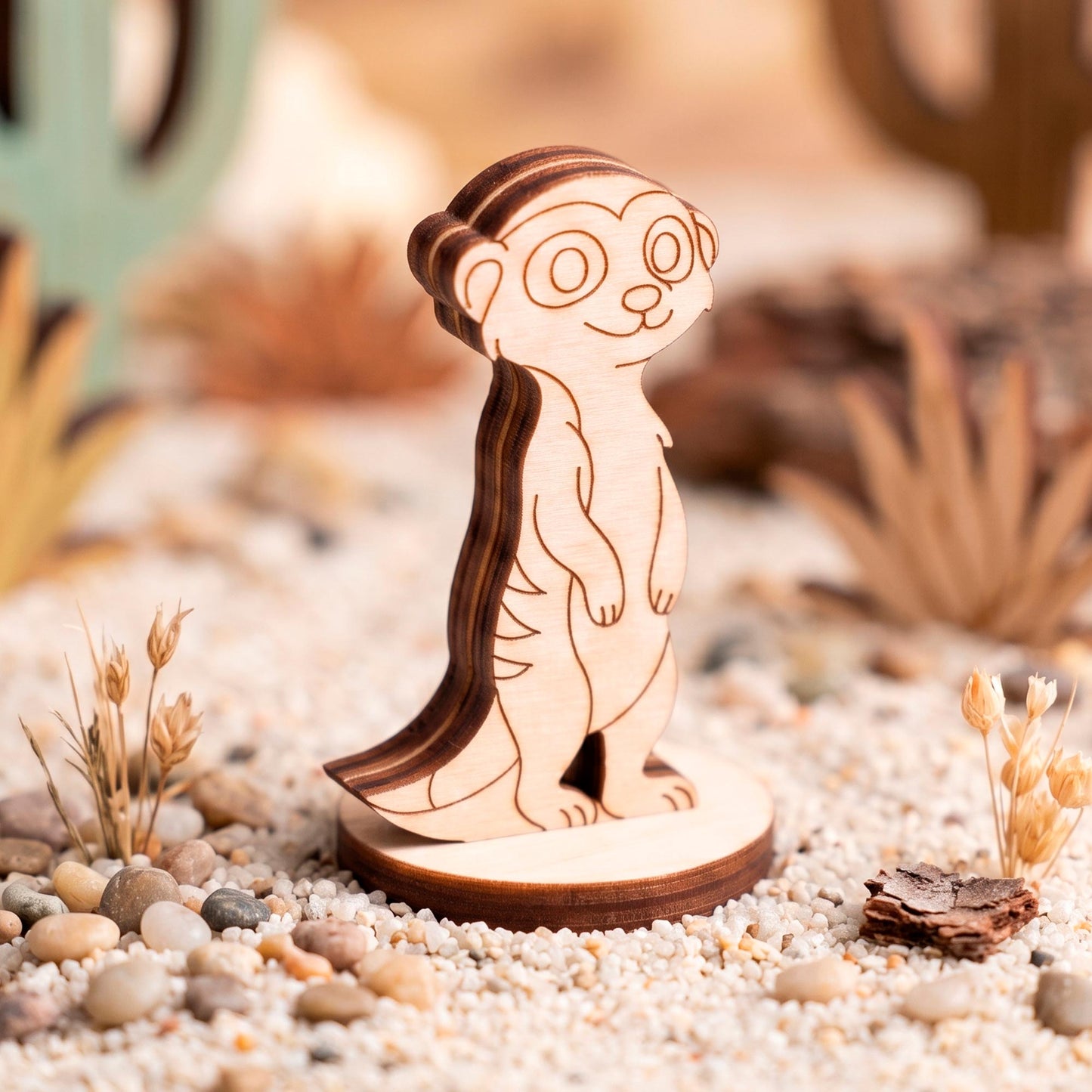 Meerkat Dollhouse Toy - Safari Animal Miniature for Play & Painting - Glowforge