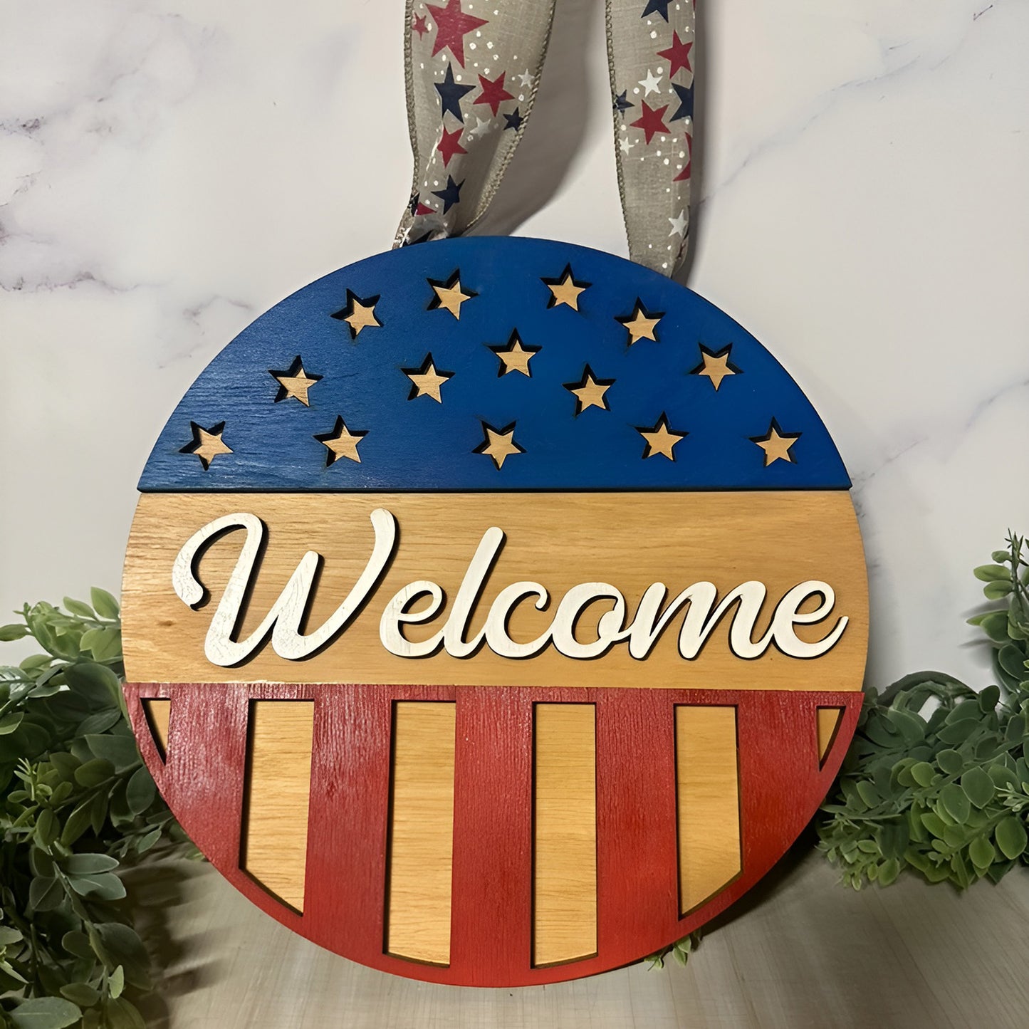 Memorial Day USA Door Sign - Patriotic Door Hanger - Glowforge