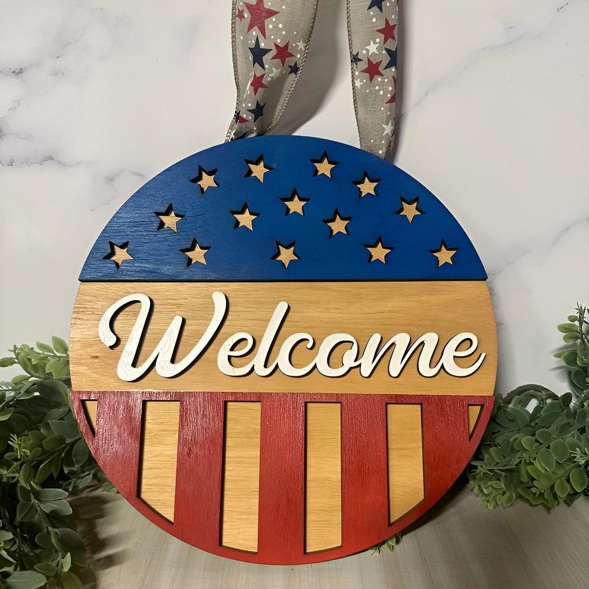 Memorial Day USA Door Sign - Patriotic Door Hanger - Glowforge
