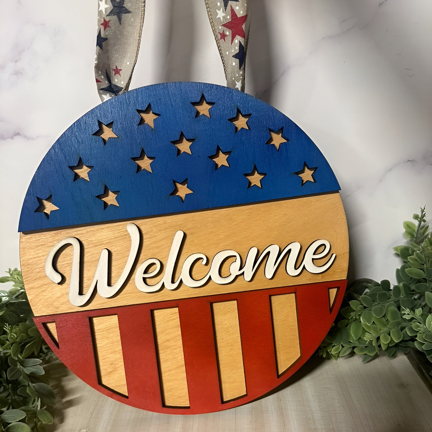 Memorial Day USA Door Sign - Patriotic Door Hanger - Glowforge