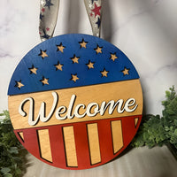 Memorial Day USA Door Sign - Patriotic Door Hanger - Glowforge
