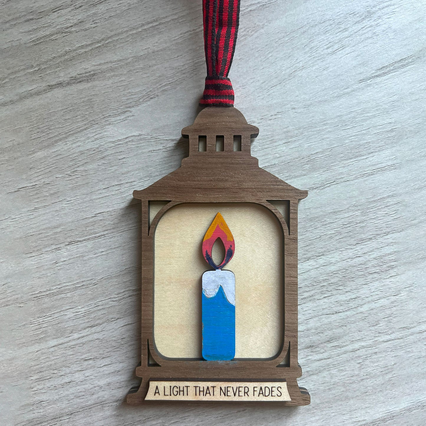 Memorial Sympathy Ornament - Lantern with Candle with Remembrance Message - Glowforge