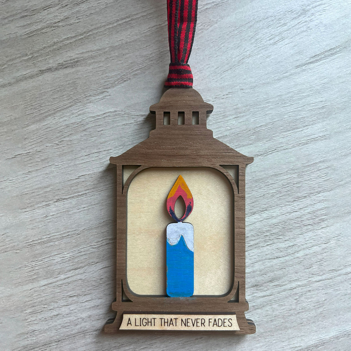 Memorial Sympathy Ornament - Lantern with Candle with Remembrance Message - Glowforge