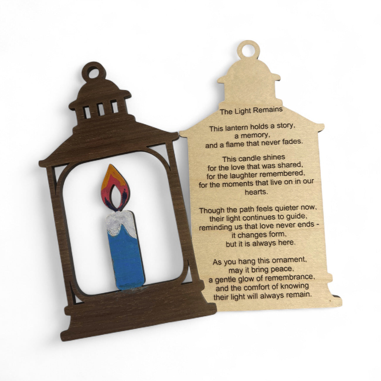 Memorial Sympathy Ornament - Lantern with Candle with Remembrance Message - Glowforge