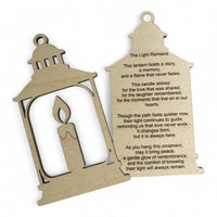 Memorial Sympathy Ornament - Lantern with Candle with Remembrance Message - Glowforge