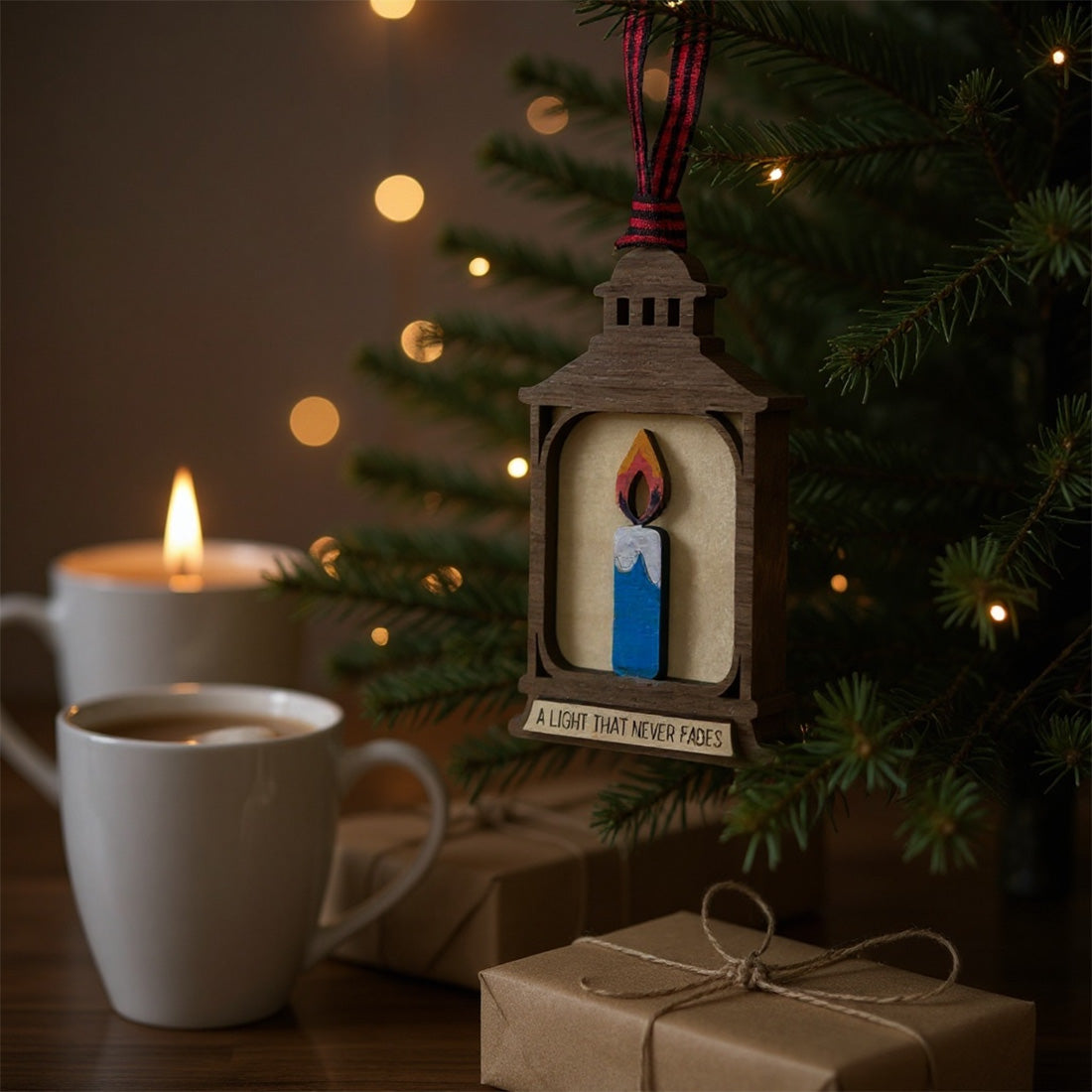 Memorial Sympathy Ornament - Lantern with Candle with Remembrance Message - Glowforge