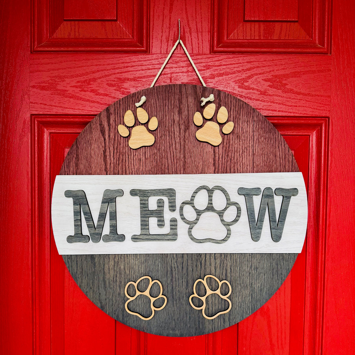 MEOW Door 19" Round Door Sign for Cat Lovers - Glowforge