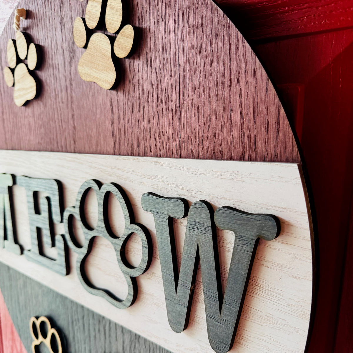 MEOW Door 19" Round Door Sign for Cat Lovers - Glowforge