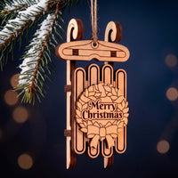 Merry Christmas Vintage Sled Ornament - Glowforge