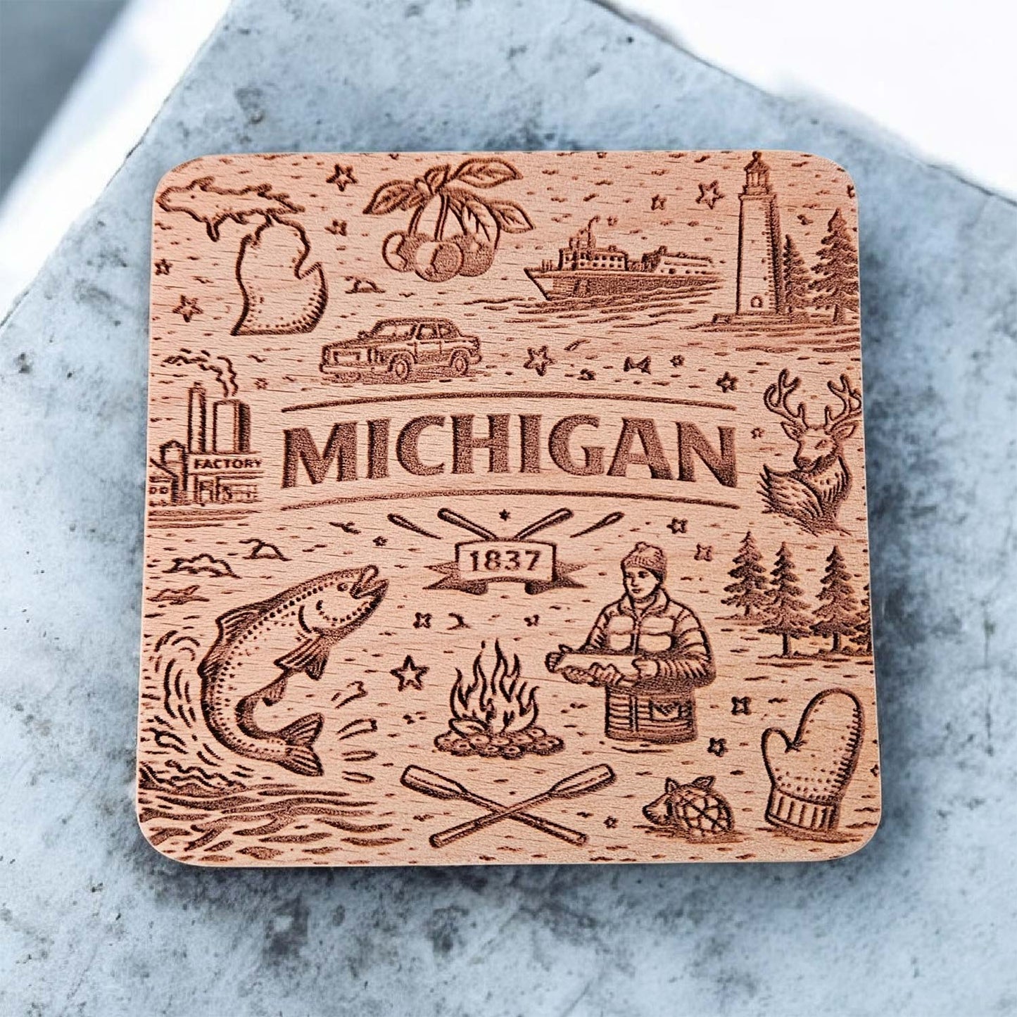 Michigan Coaster Design - Glowforge