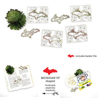 Michigan UP Shaped Bookmark with Card Backer - Paperclip - Snack Bag Closure - Glowforge