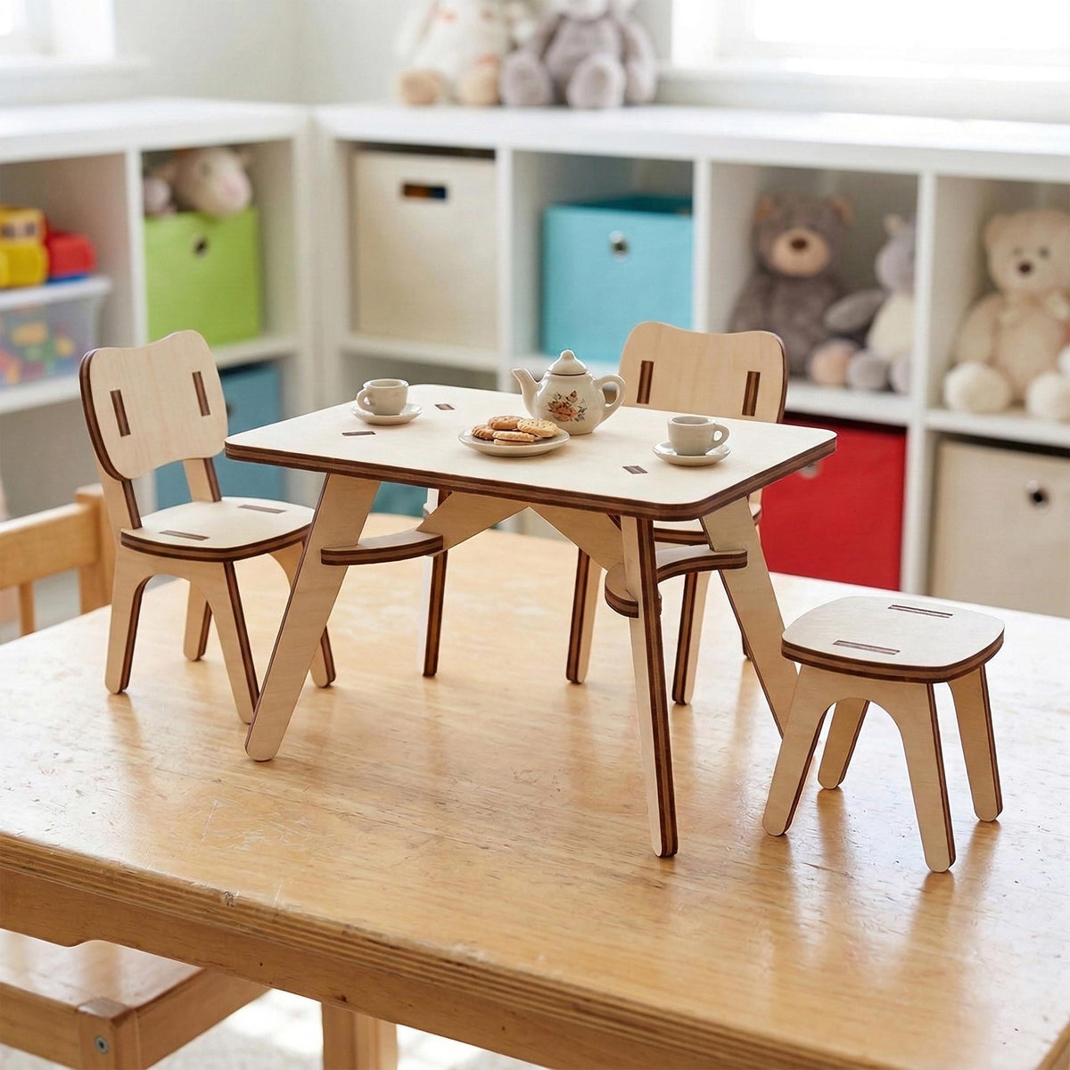Mid-Century Table & Chairs - Dollhouse Furniture - Glowforge