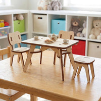 Mid-Century Table & Chairs - Dollhouse Furniture - Glowforge