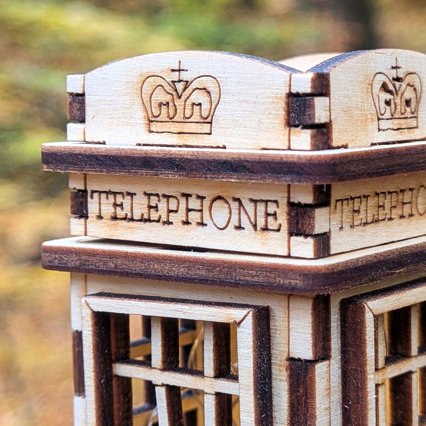 Mini Wooden Telephone Booth - Small Storage Box with Opening Lid - Glowforge