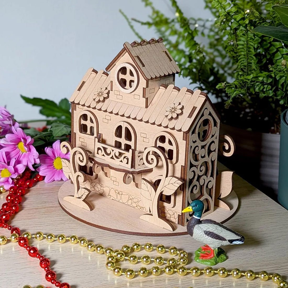Miniature House of Herbal Fairy with Flowers and Plants – Glowforge Shop