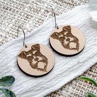 Miniature Schnauzer Engraved Disc Earrings - Glowforge