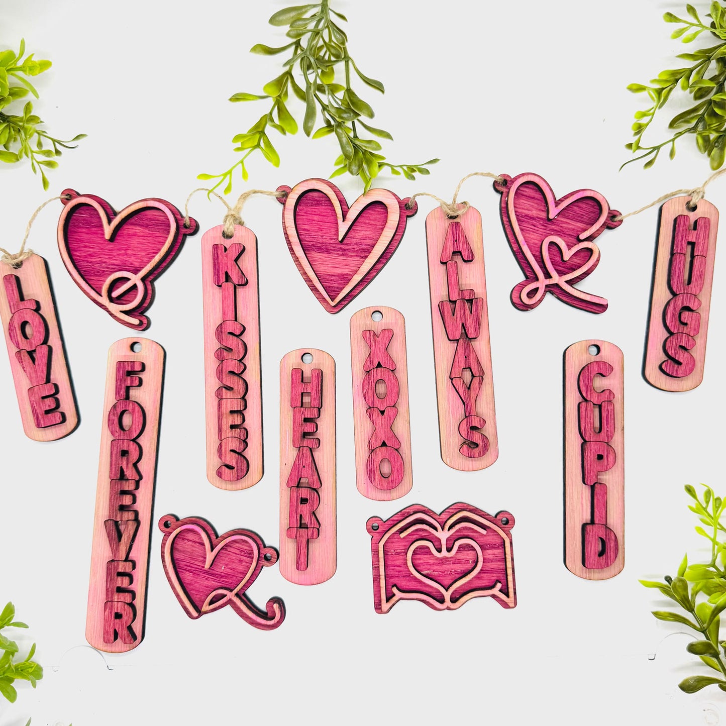 Mix & Match Layered Valentine Decor Banner Words & Hearts - Glowforge