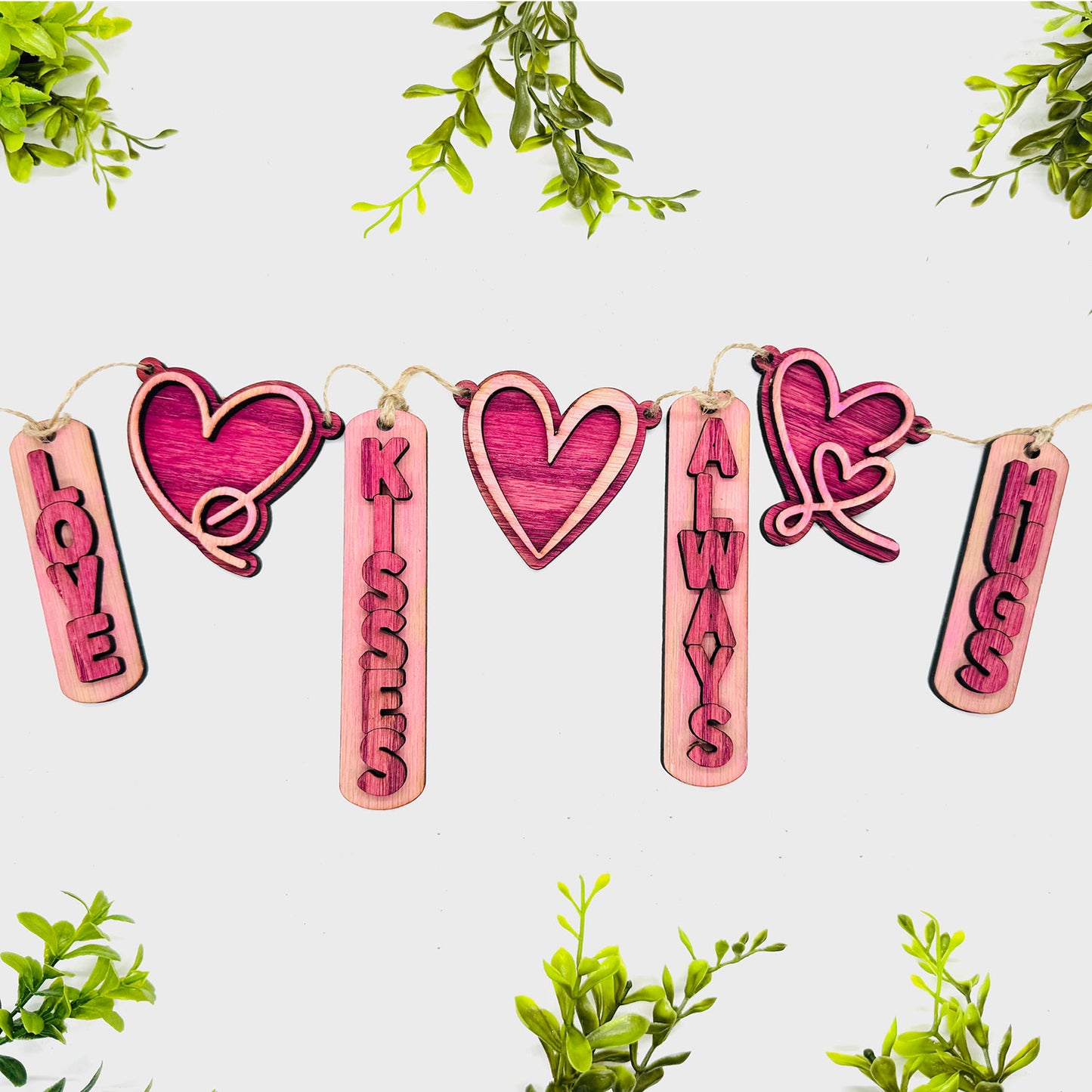 Mix & Match Layered Valentine Decor Banner Words & Hearts - Glowforge