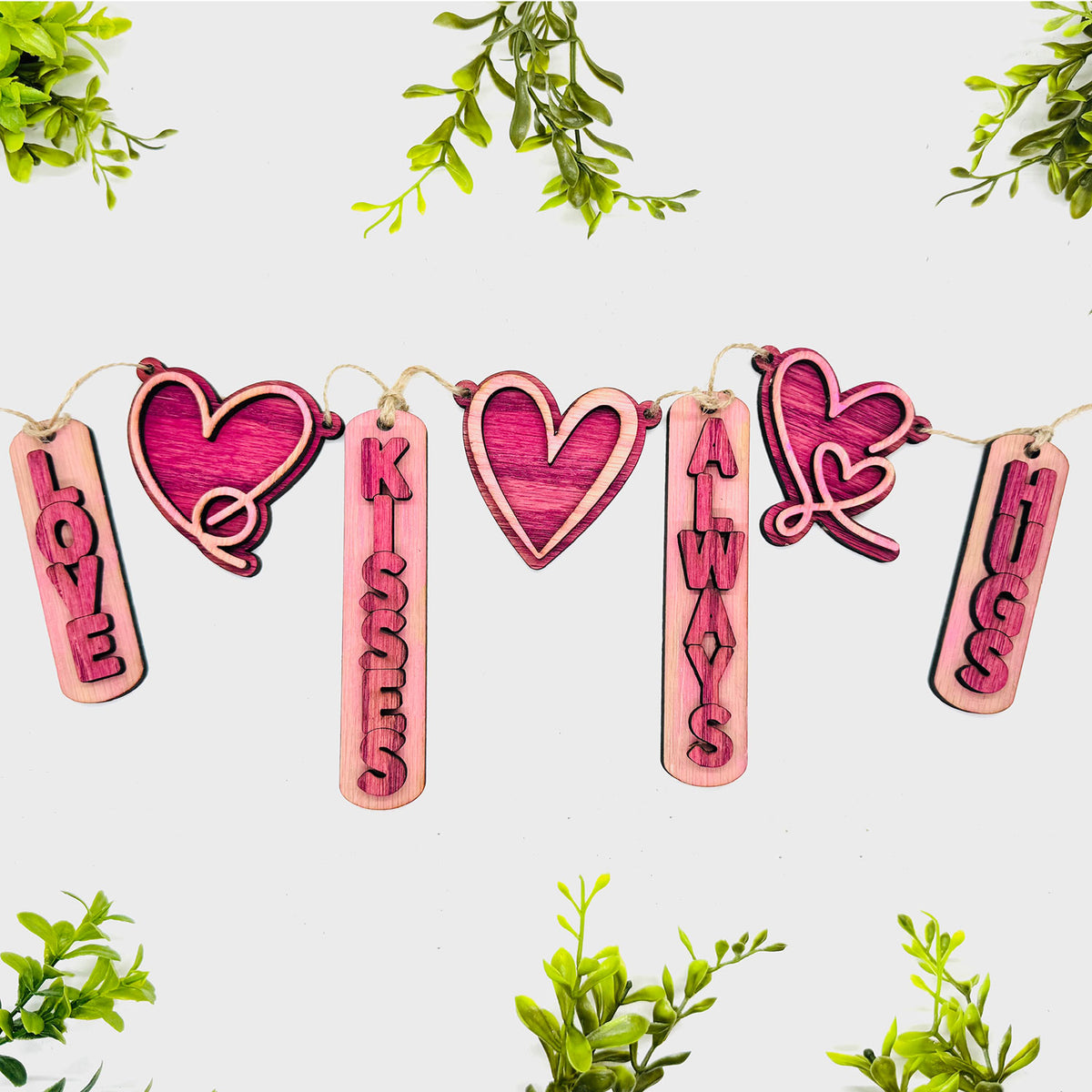 Mix & Match Layered Valentine Decor Banner Words & Hearts - Glowforge