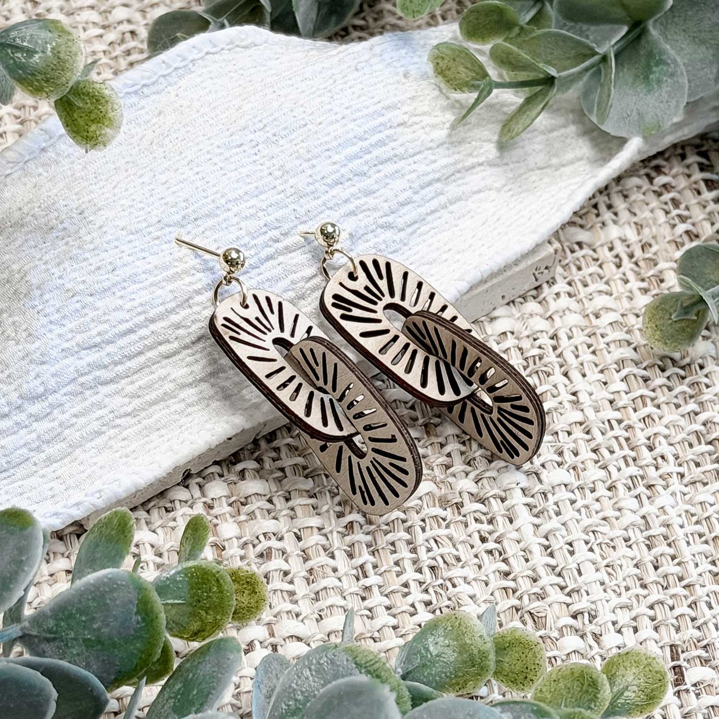 Modern Interlocking Dangle Earrings - Glowforge