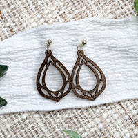 Modern Teardrop Cutout Earrings with Leaf Details - Glowforge