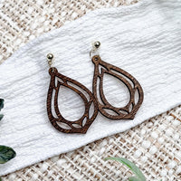 Modern Teardrop Cutout Earrings with Leaf Details - Glowforge