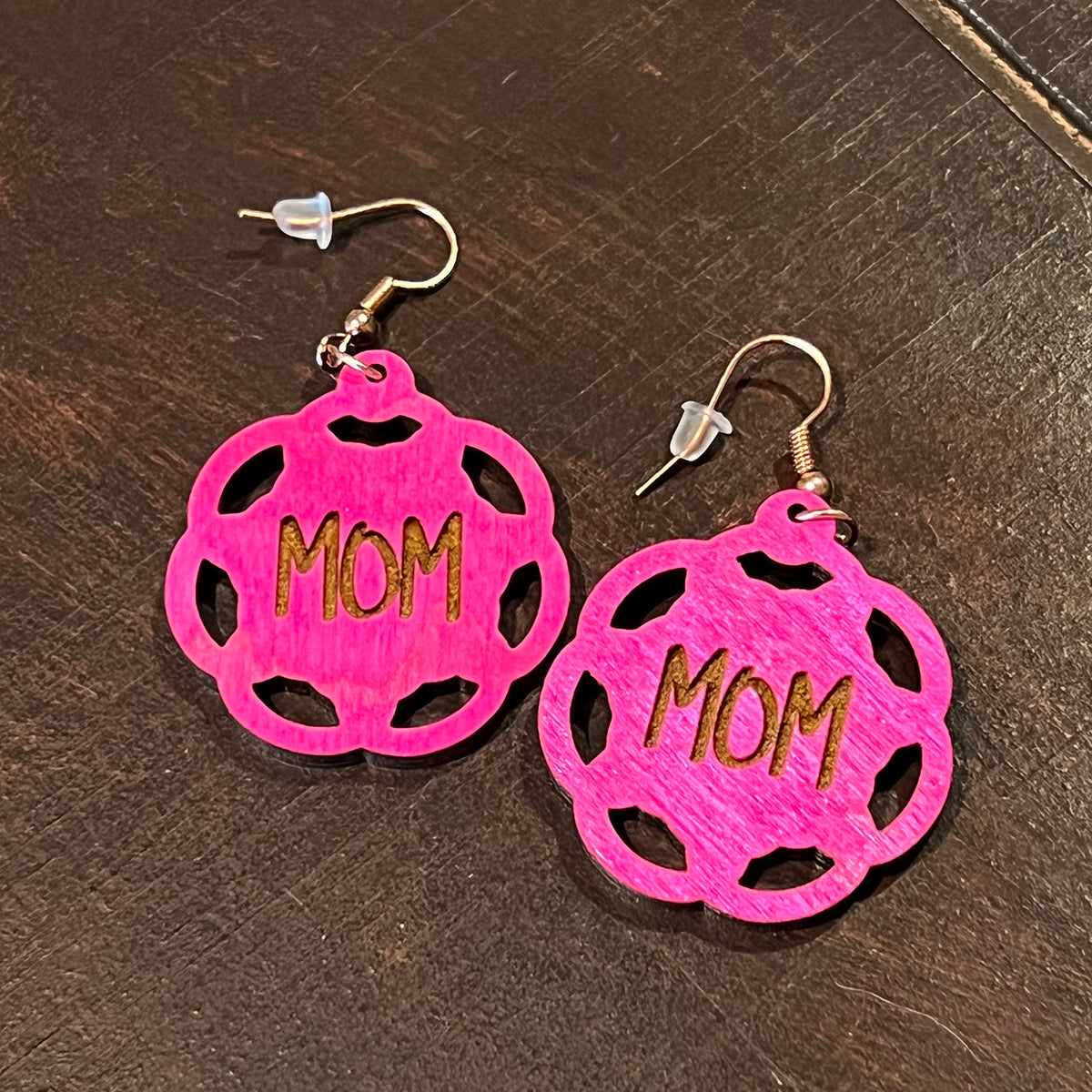 Mom Circle Cutout Dangle Earrings