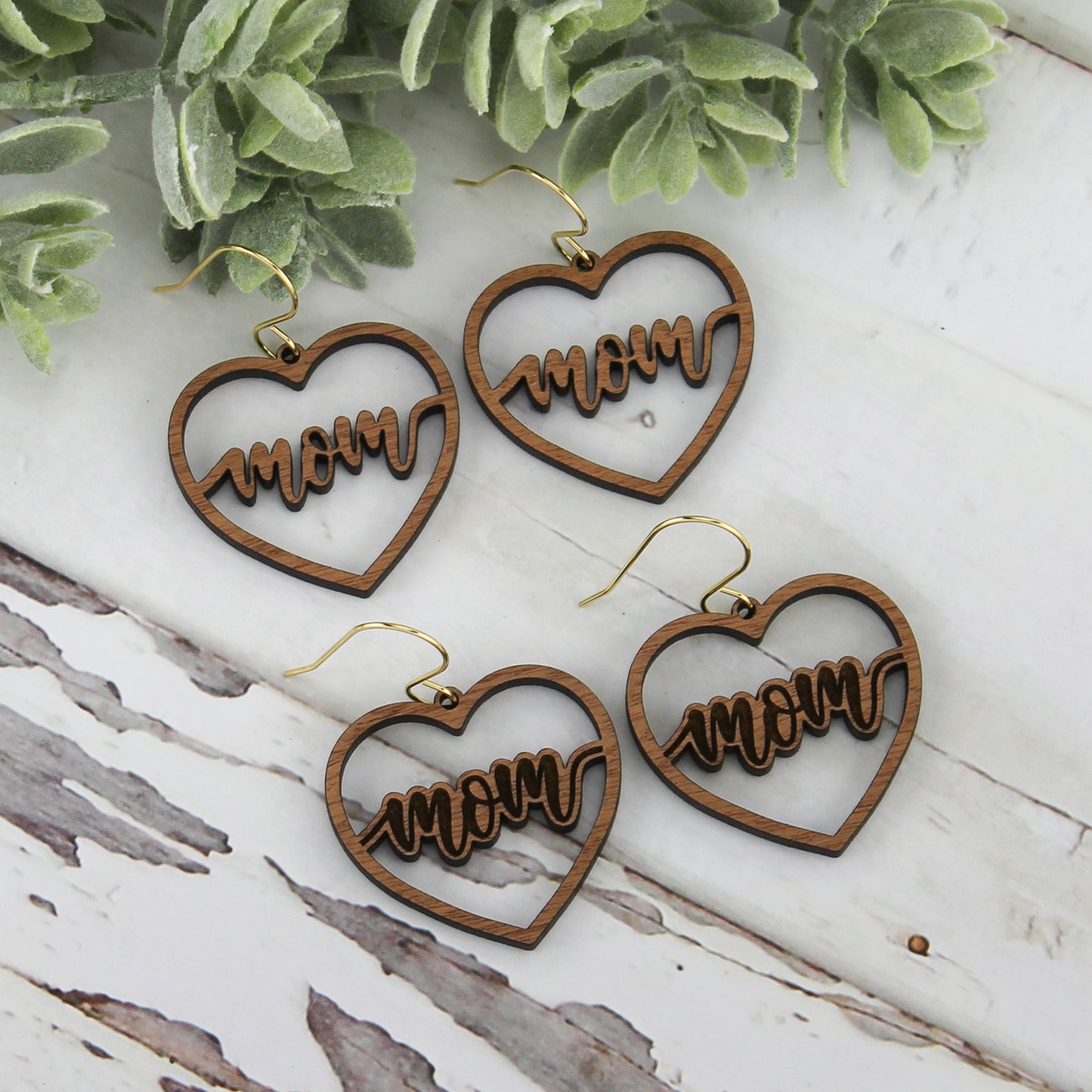 Mom Heart Earrings - Mother's Day Earrings (Set of 2)