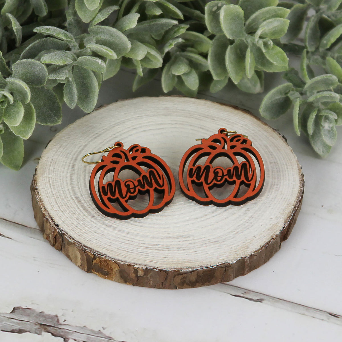 Mom Pumpkin Earrings - Fall Earrings (Set of 2 Sizes) - Glowforge