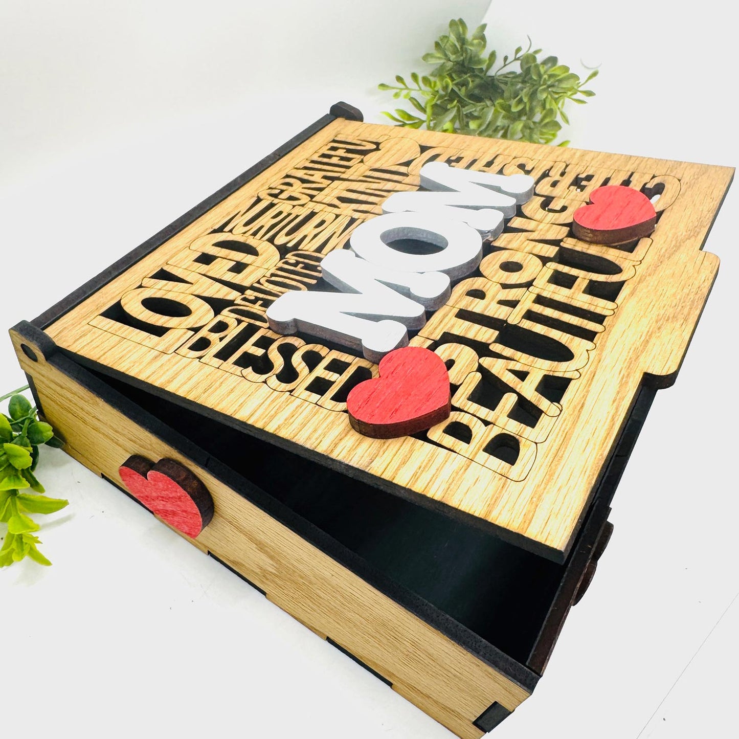 Mom Word Collage Keepsake Box - Mother’s Day Memory Box Gift for Mom - Glowforge