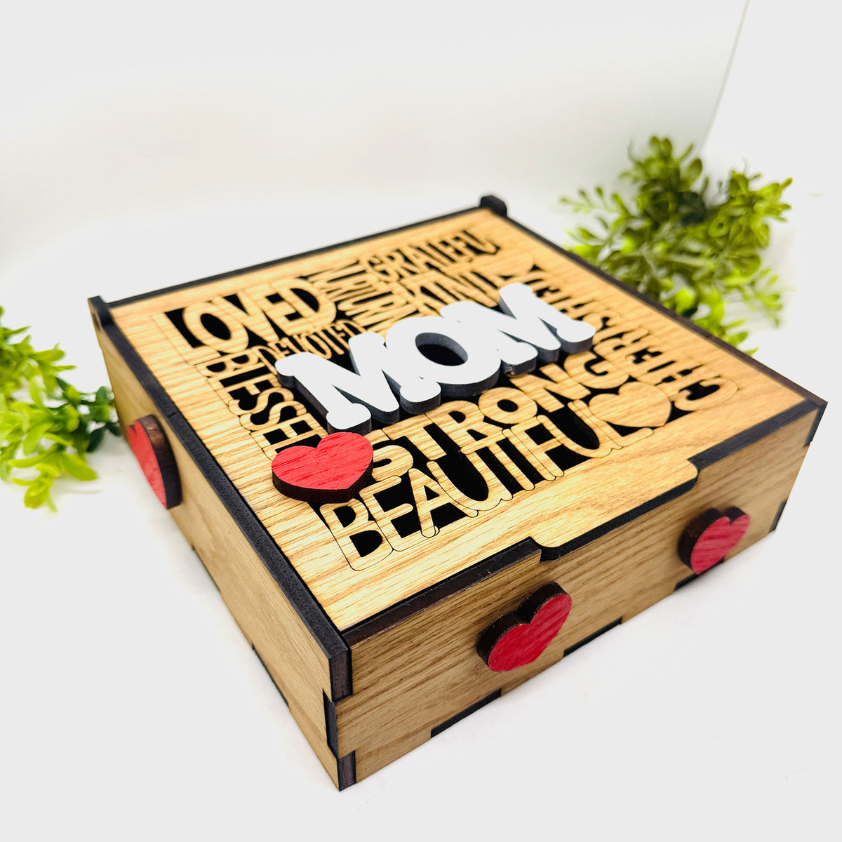 Mom Word Collage Keepsake Box - Mother’s Day Memory Box Gift for Mom - Glowforge