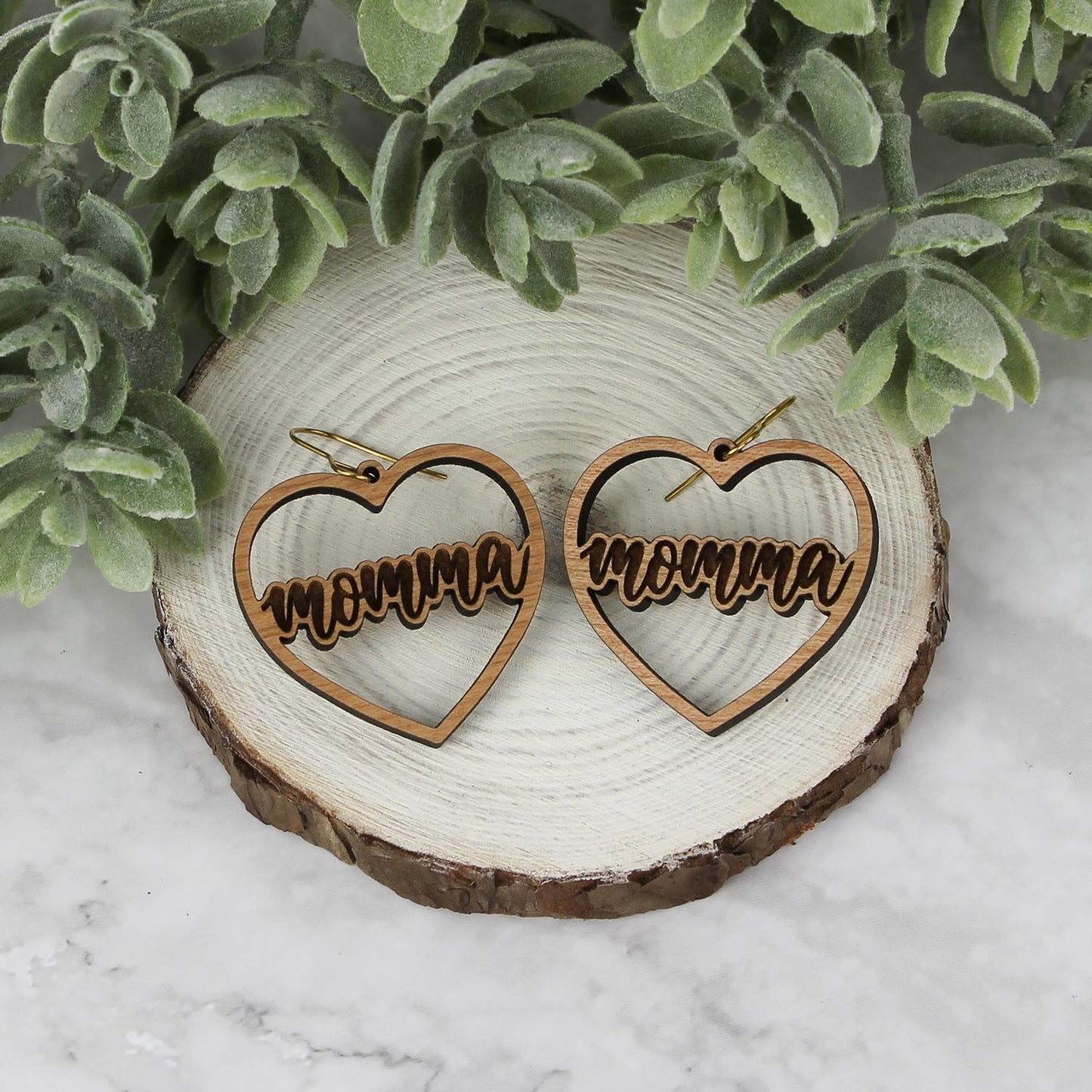 Momma Heart Earrings - Mother's Day Earrings - Glowforge