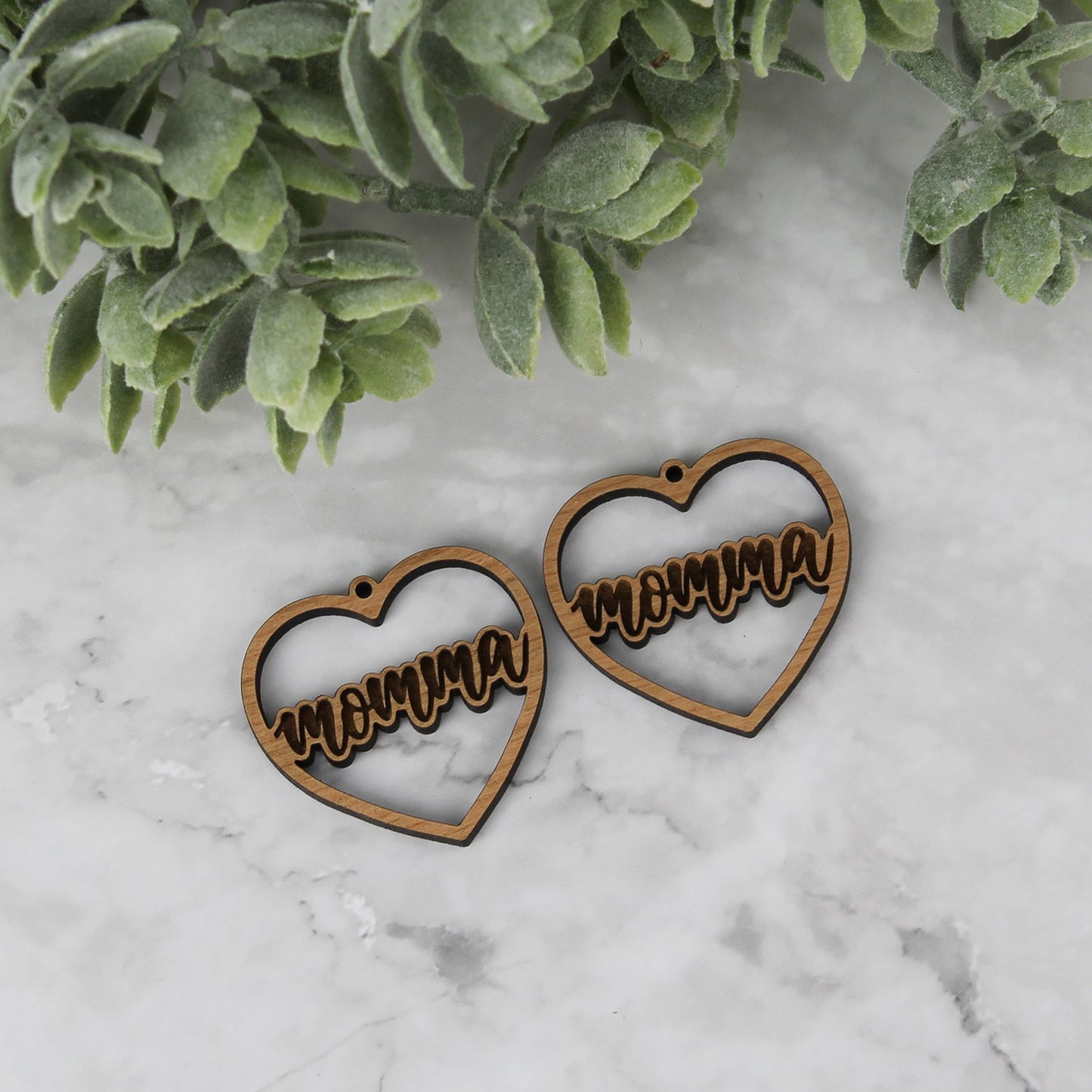 Momma Heart Earrings - Mother's Day Earrings - Glowforge