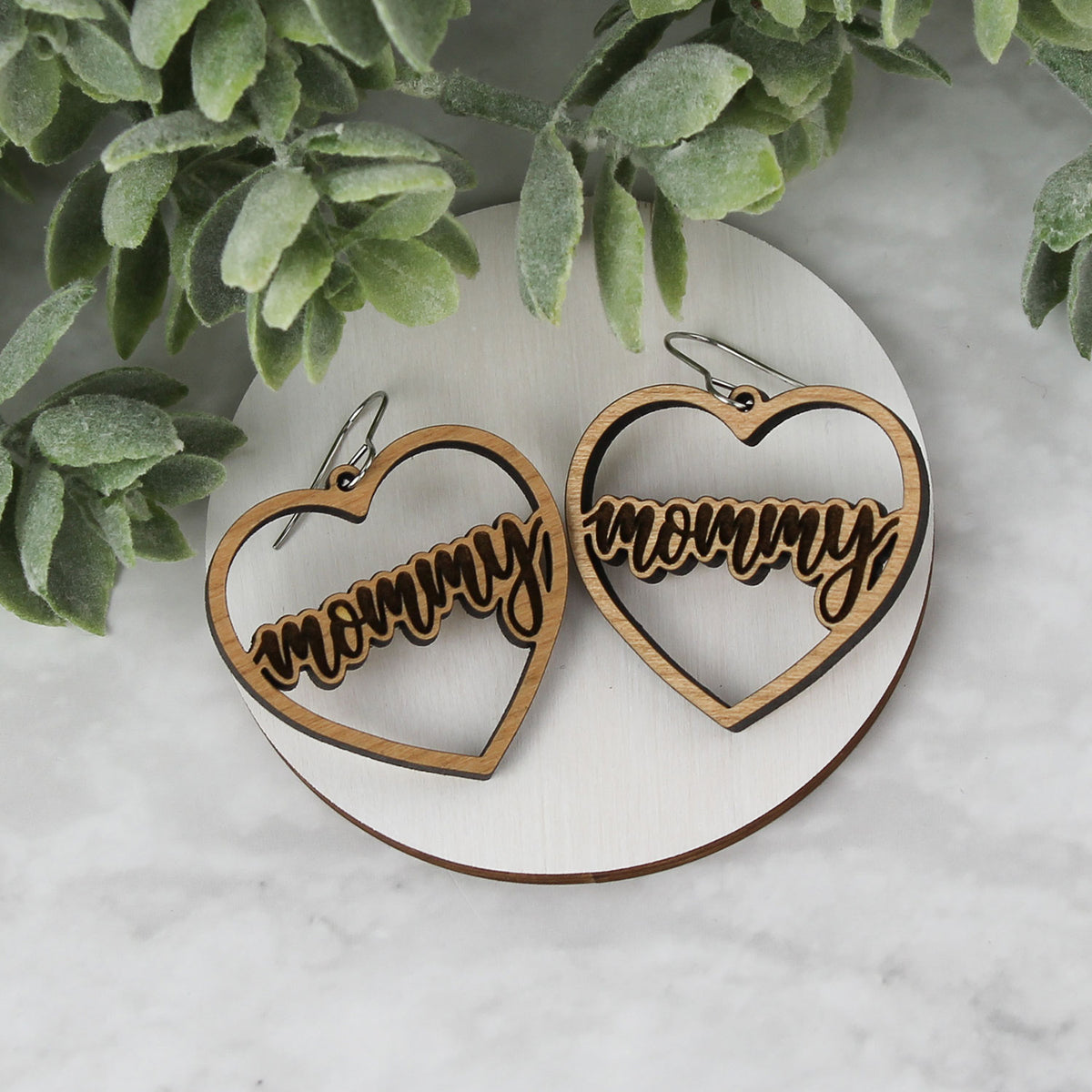 Mommy Heart Earrings - Mother's Day Earrings - Glowforge