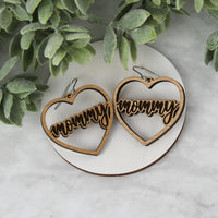 Mommy Heart Earrings - Mother's Day Earrings - Glowforge
