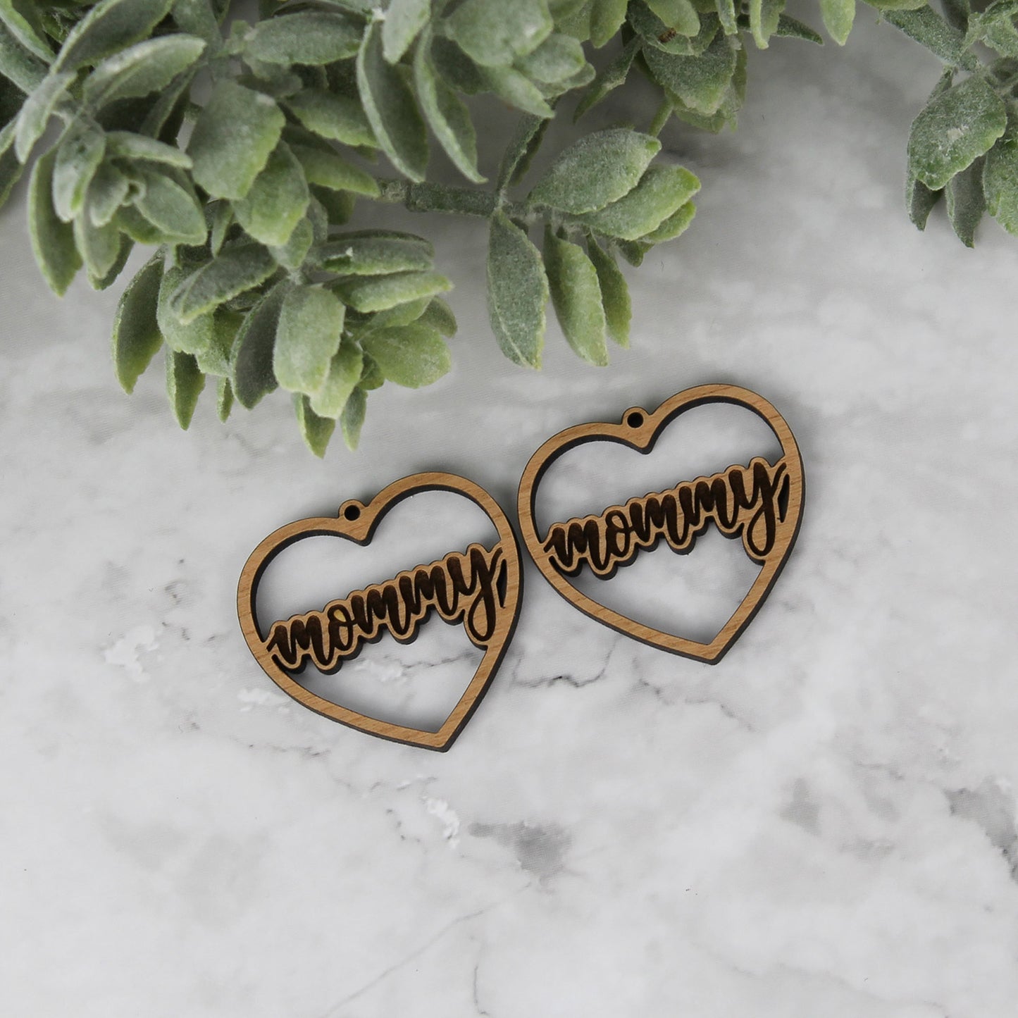 Mommy Heart Earrings - Mother's Day Earrings - Glowforge