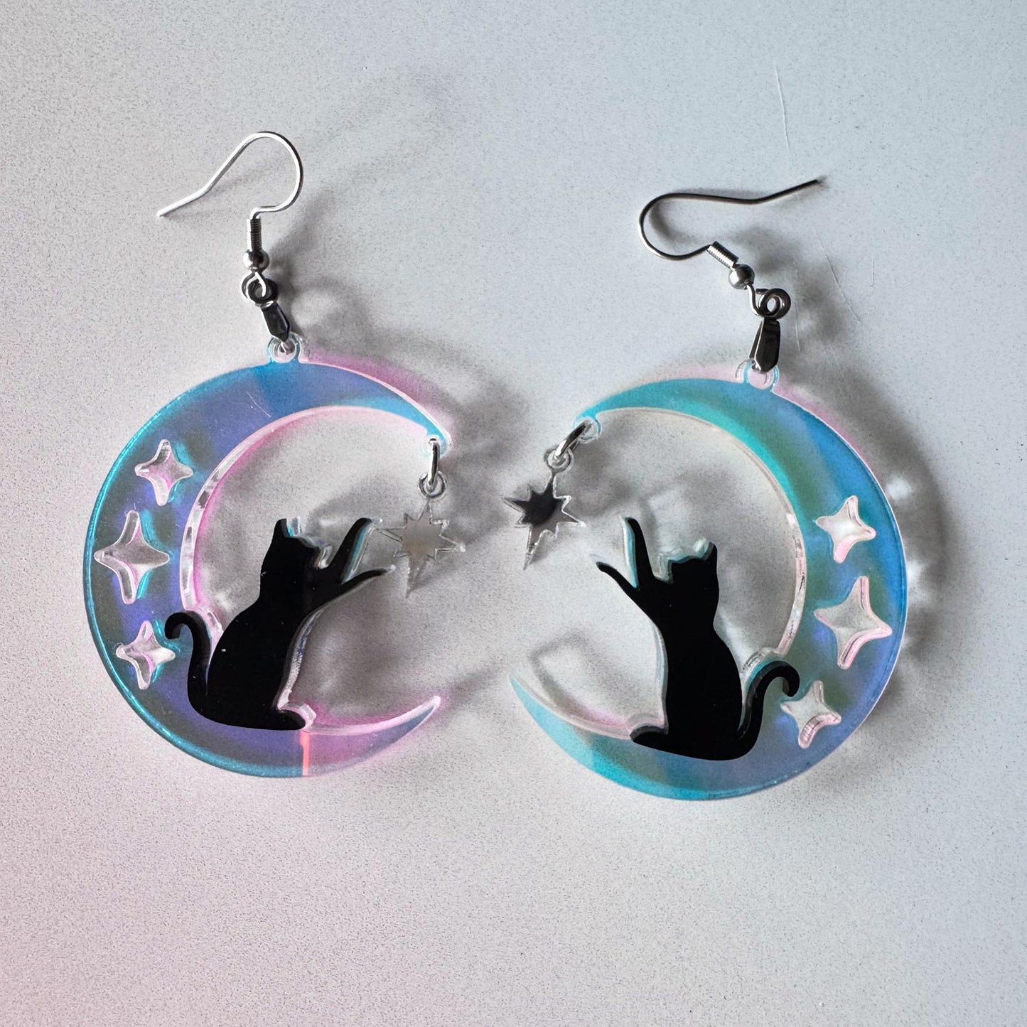 Moonlit Cat Acrylic Earrings - Glowforge