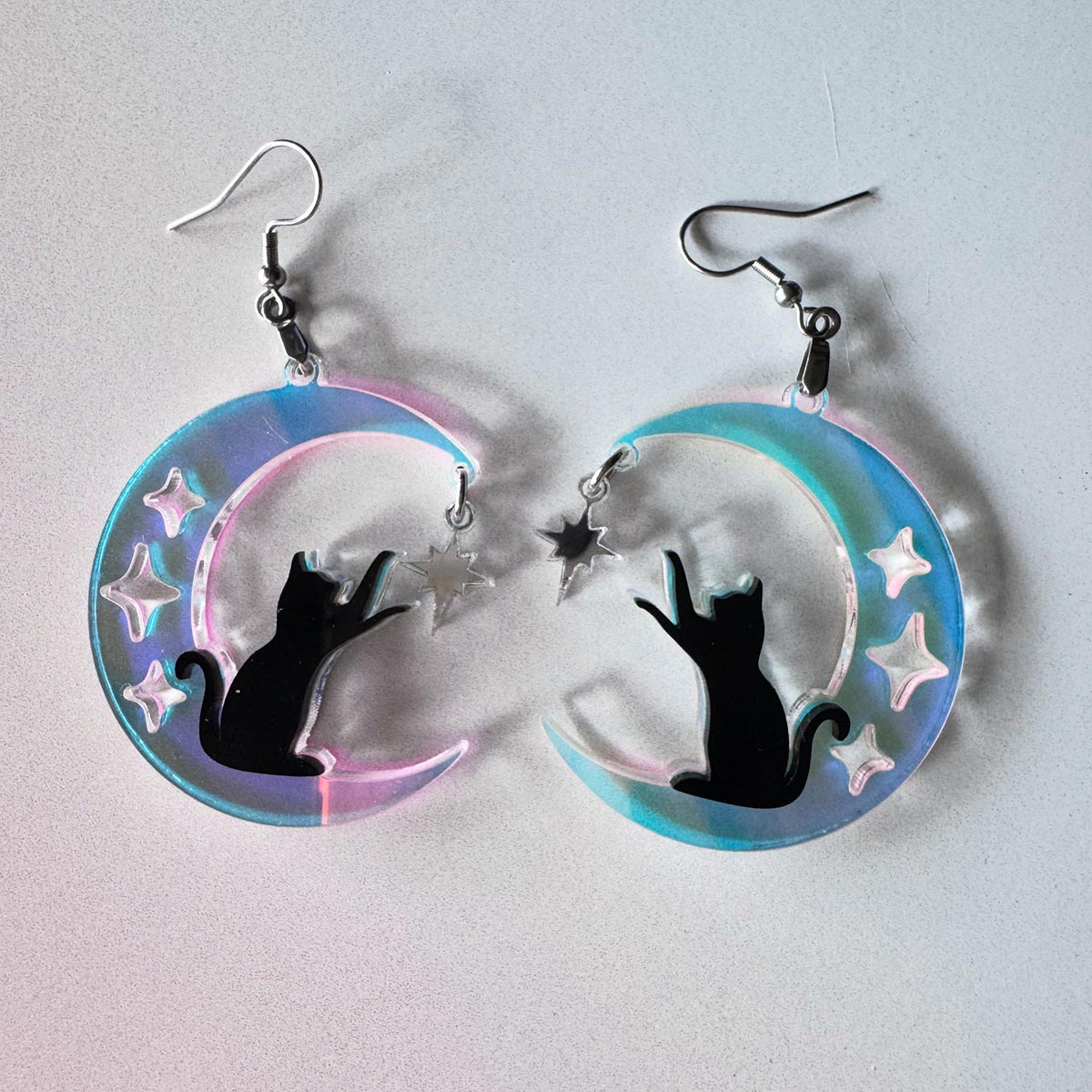 Moonlit Cat Acrylic Earrings - Glowforge