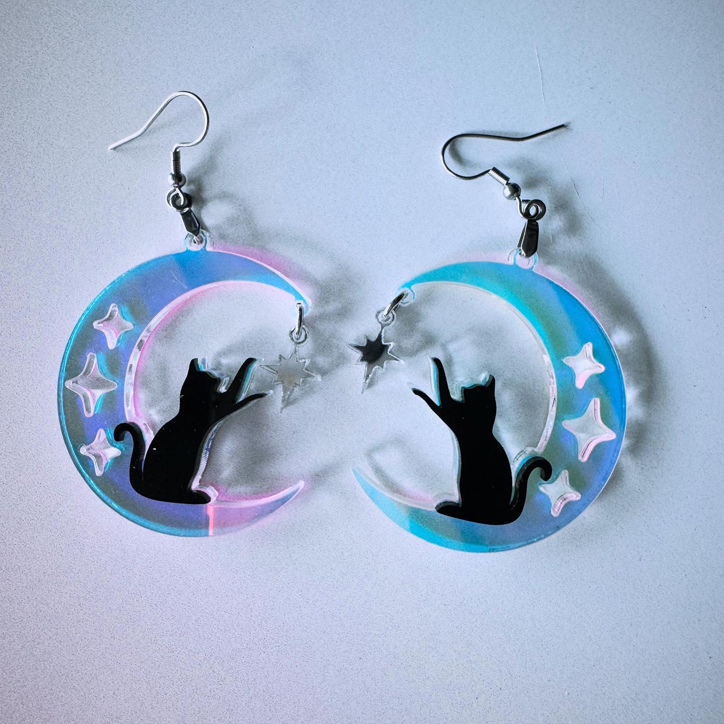 Moonlit Cat Acrylic Earrings - Glowforge