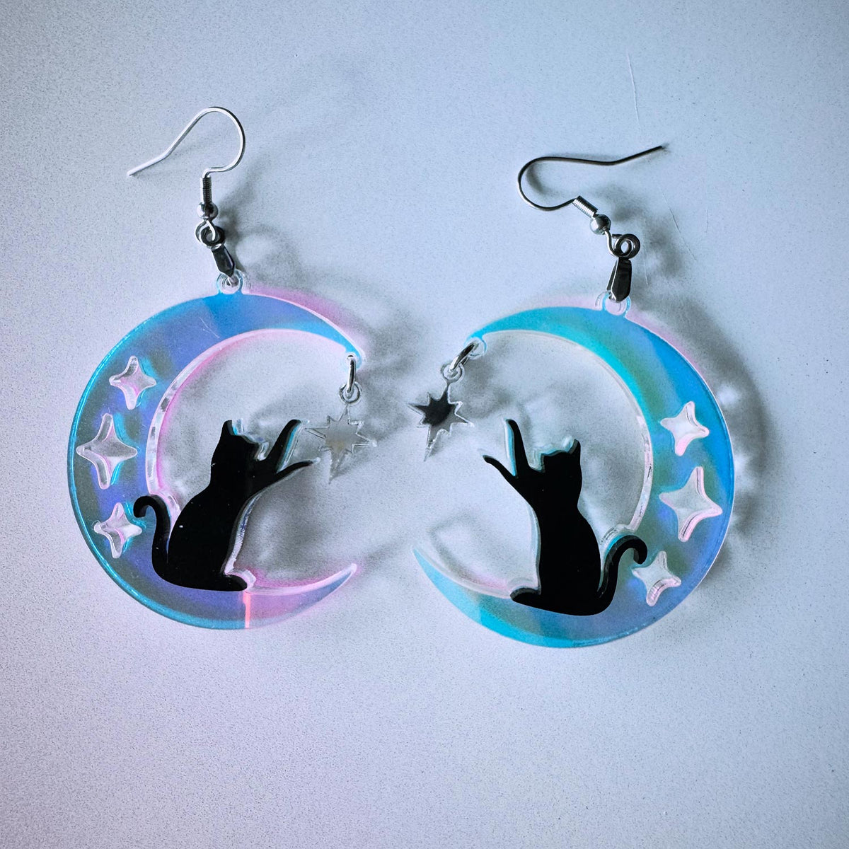 Moonlit Cat Acrylic Earrings - Glowforge