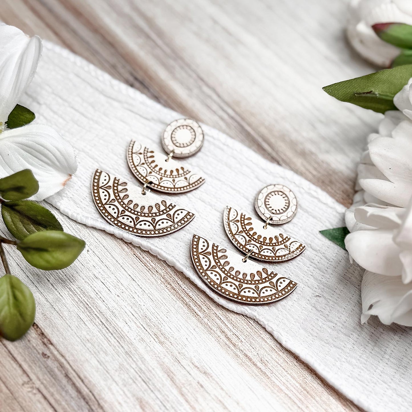 Moroccan Fan Tiered Dangle Earrings - Glowforge
